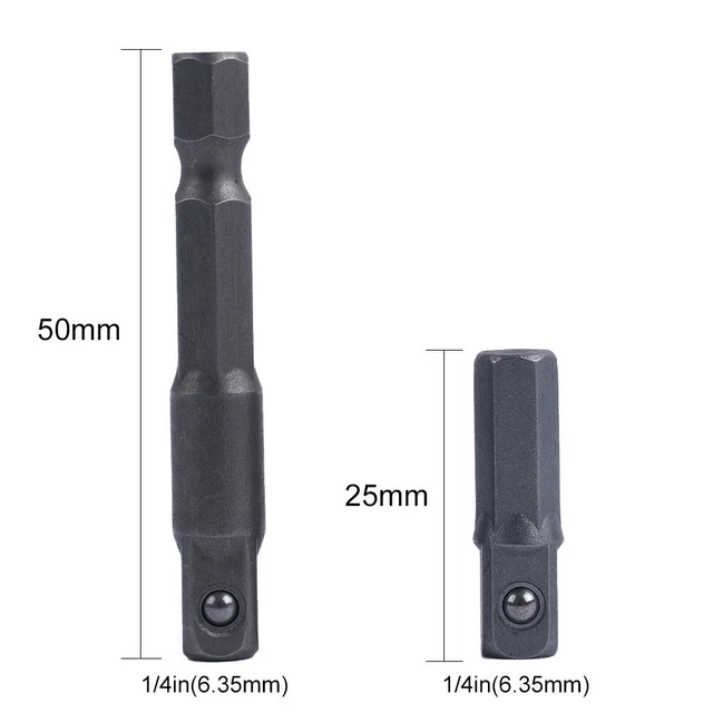 2pcs Chiave a Bussola Adattatore Convertitore 1/4  Esagono Gambo Guida Prolunga
