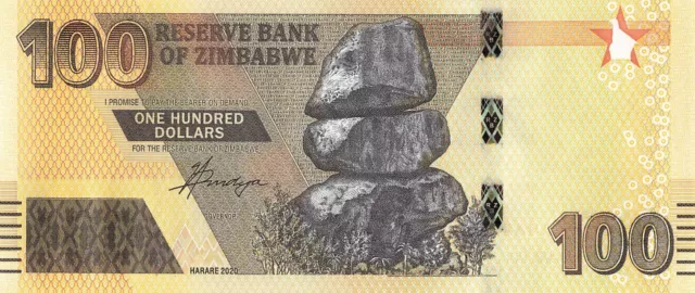 Zimbabwe 100 Dollars 2020 UNC