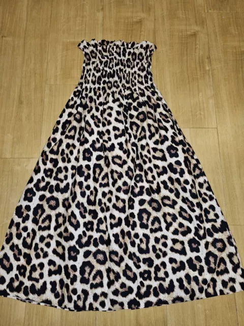 Ladies, Animal Print, Shirred, Strapless/Summer Dress, Size M