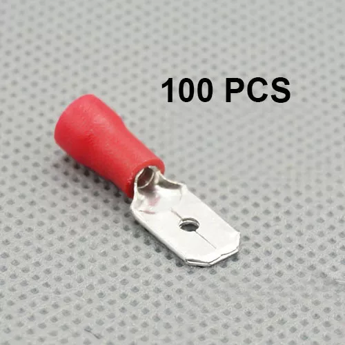 100x Red Male 6.3mm Spade Connector Insulated Crimp Terminals Electrical Wiring