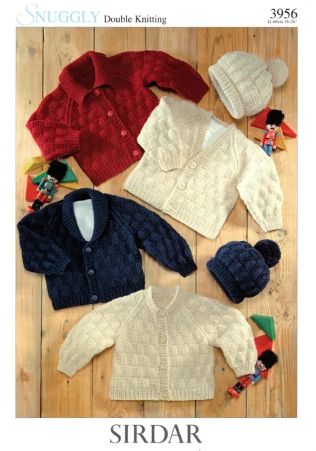 Sirdar Snuggly Baby DK Knitting Pattern - 3956 Baby/Toddlers Cardigans & Hat