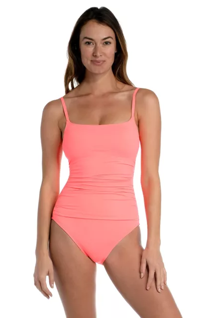 $83 MSRP $83 La Blanca Island Goddess Rouched One Piece Hot Coral 4