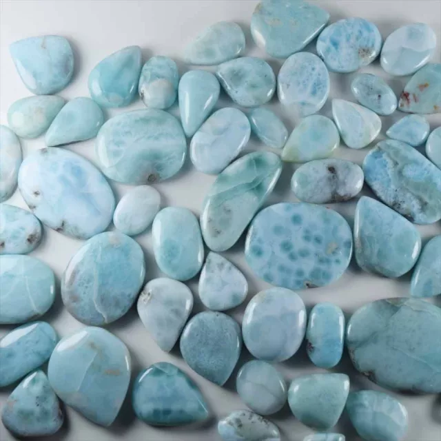 Magnifique Wholesale-Lot-Natural-Sky-Blue-Larimar-Mix-Cabochon-Gemstone