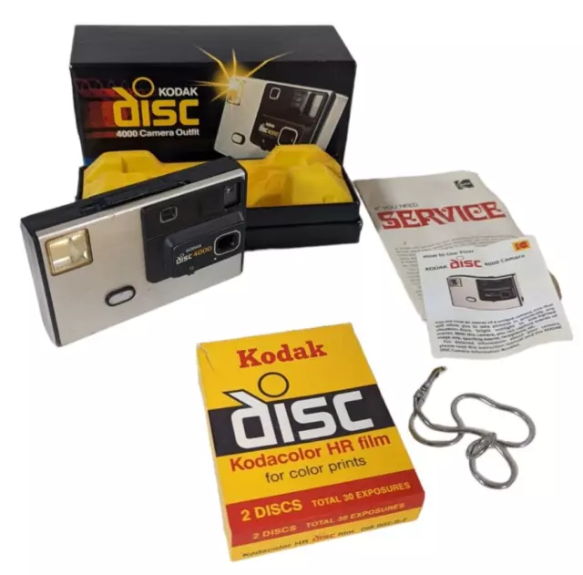 Conjunto de Colección Años 80 Kodak Disco 4000 Cámara Caja Manual SOLO PIEZAS