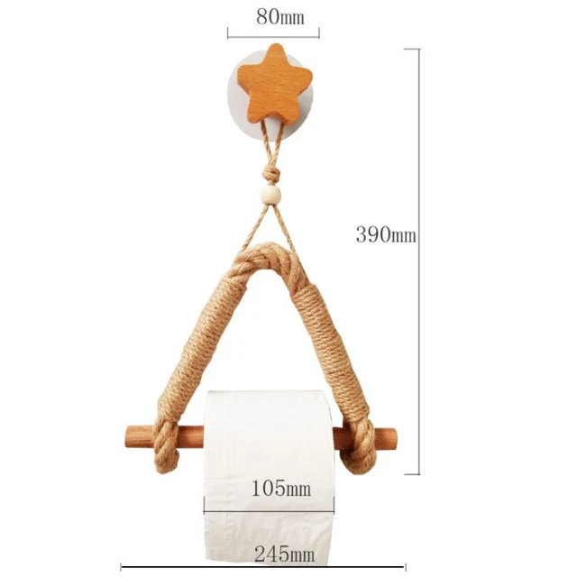 Porte-rouleau Papier Toilette Mural En Filet Tissé Main - Déco Boho Pour Salle De Bain - Marron