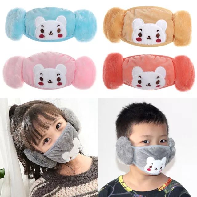 Dustproof Windproof Warm Earmuffs Mouth Mask Plush Cartoon Children Face Mask