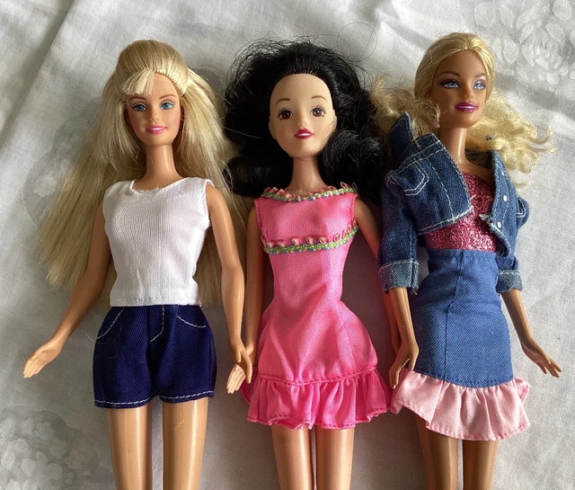 BUNDLE OF 3 Mattel Barbie Fashion dolls with clothes VGC Free UK