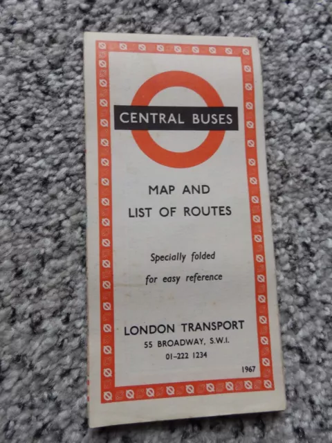 London Transport - Central Buses Map and List of Routes 1967