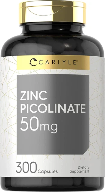 Zinc Picolinate 50Mg | 300 Capsules | Value Size | Non-Gmo and Gluten Free Suppl
