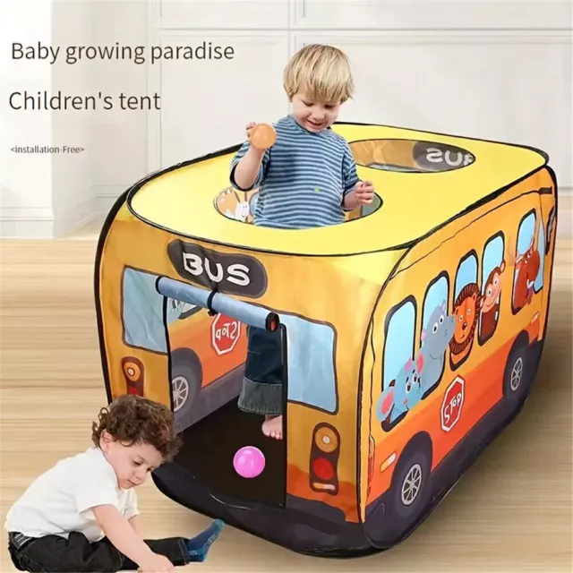 School Bus Folding Pop Up Tent Interactive Game Outdoor House Play Toys Gift New