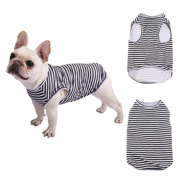 XSXL PET VEST Striped Puppy Clothes Cute Dog Shirt French Bulldog 12.
