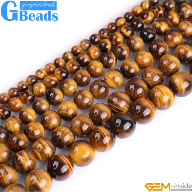 Natural Tiger's Eye Gemstone Round Beads For Jewelry Making Free Shipping 15"
