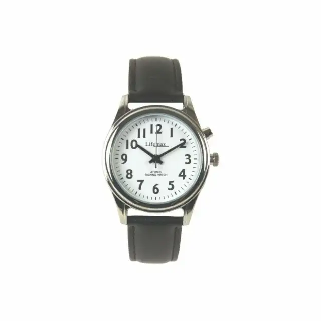 Lifemax Mens Talking Watch with Black Leather Strap