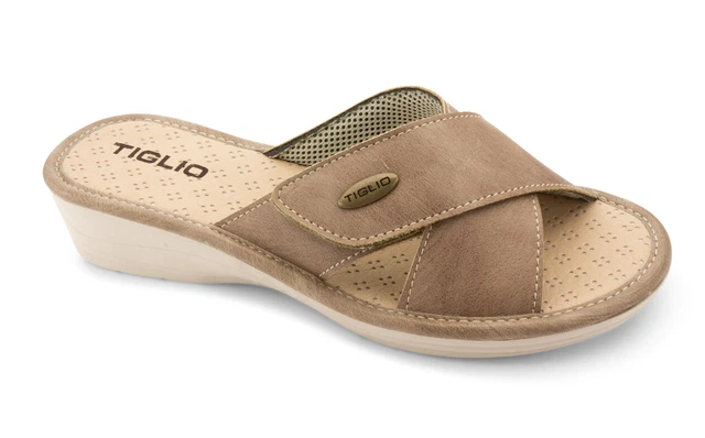 Chaussons Tiglio 1625 Femme - Beige/Bleu/Rouge/Noir - Fermeture Scratch - Talon 4cm