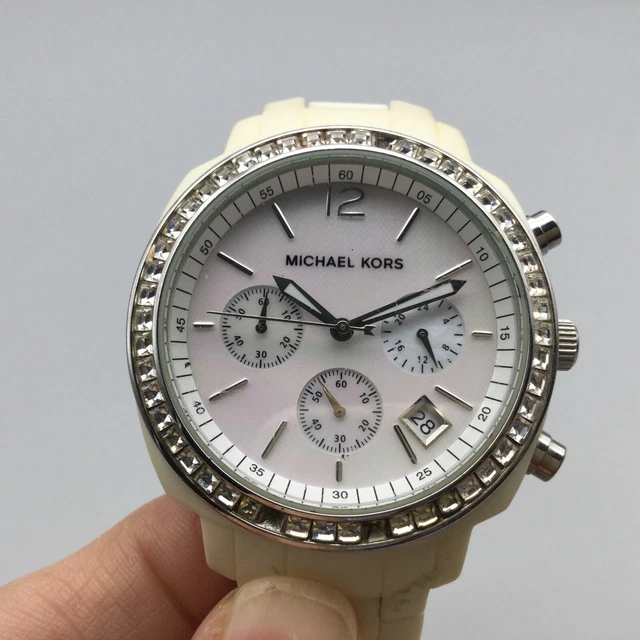 MICHAEL KORS WATCH Women 39mm White Chronograph MOP MK 5079 New Battery 6.75 31.99 PicClick