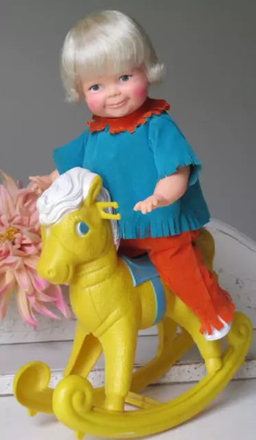 VTG 1968 Ideal Toddler Thumbelina Doll & Hobby Horse WORKS