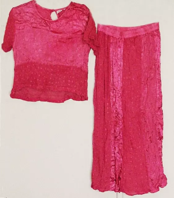 JUPI Skirt & Top 2pc SET Boho MAXI Skirt & SHIRT Red NEW! ~ Women sz M