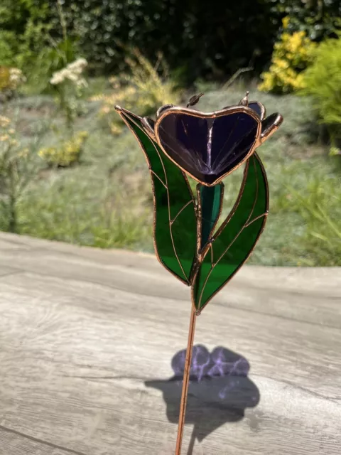 Purple Tulip Art Glass Gallery Inc Stained Glass Suncatcher Flower Weld Medal
