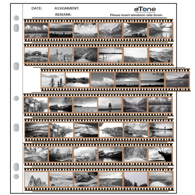 50x Acid-Free Ring Binder Archival Storage Sheets Pages 35mm 135 B&W Film Slide