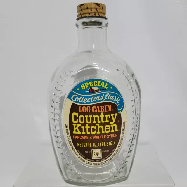 Log Cabin Country Kitchen Syrup Indian Head Bicentennial Flask Faux Cork Cap