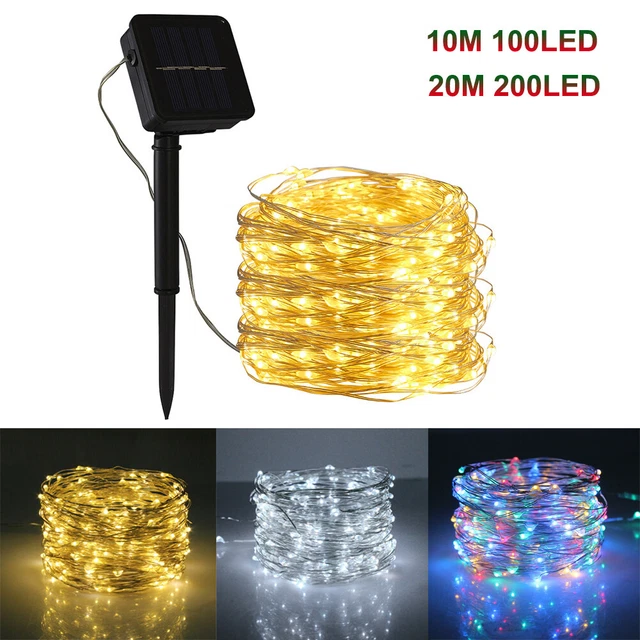 Xmas Solar String Lights LED Waterproof Copper Wire Outdoor Garden Party Decor