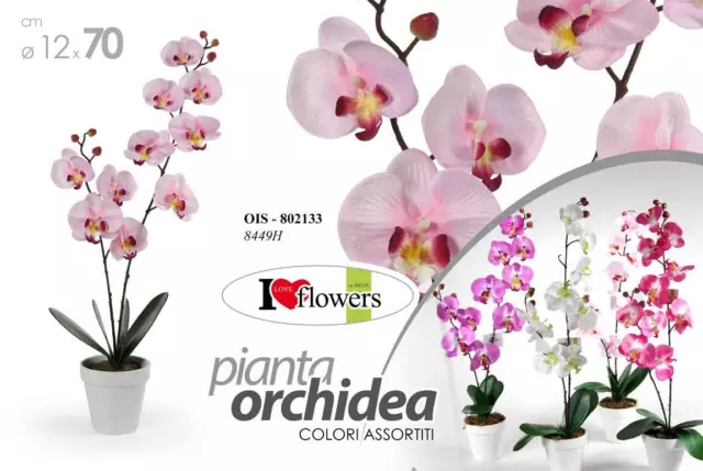 Pianta Orchidea 70*12 Cm Artificiale Fiori Fiore Vaso Piantina Finta Decorazione