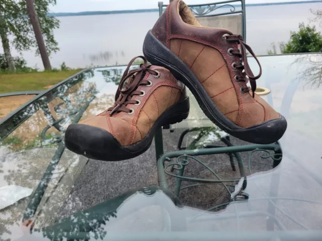 KEEN W Sz7 Oxford Fall  Soft Brown Leather Hiking Trail Shoes