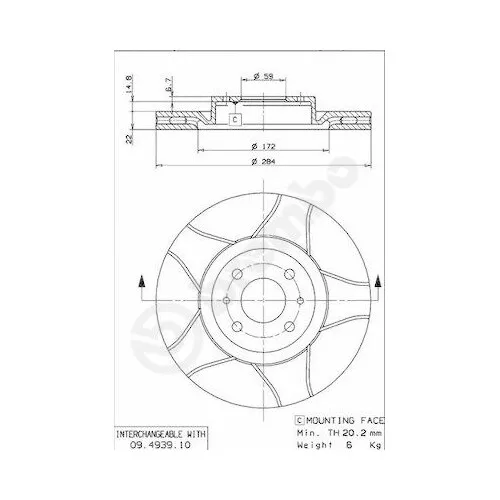 BREMBO Disque de frein pour ALFA ROMEO CITROËN FIAT LANCIA PEUGEOT ABARTH