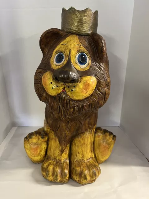 Large Chalkware Coin Bank Lion Approx. 22”
