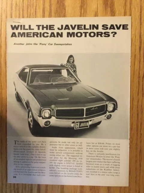 AMC155 Road Test American Motors AMC 1968 Javelin Feb 1968 5 pages