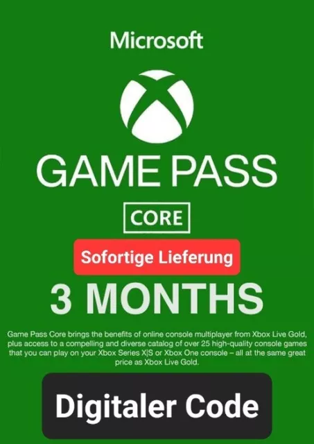 Xbox Game Pass Core 3 Months - Xbox Live - Digital Code - GLOBAL