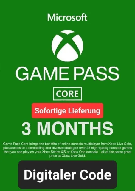 Xbox Game Pass Core 3 mesi - Xbox Live - codice digitale - GLOBALE