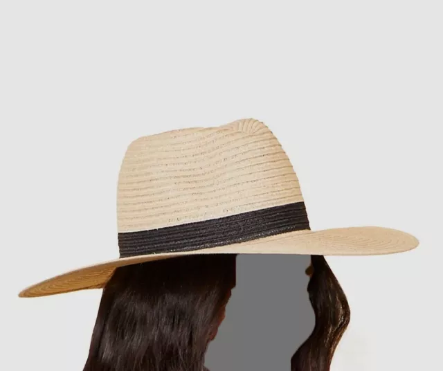 $295 Eugenia Kim Women's Beige Emmanuelle Cotton Straw Hemp Fedora Hat One Size