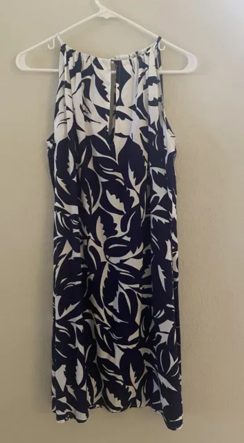 Tommy Bahama Blue White Graphic Jungle High Neck Sleeveless Mini Dress Size S