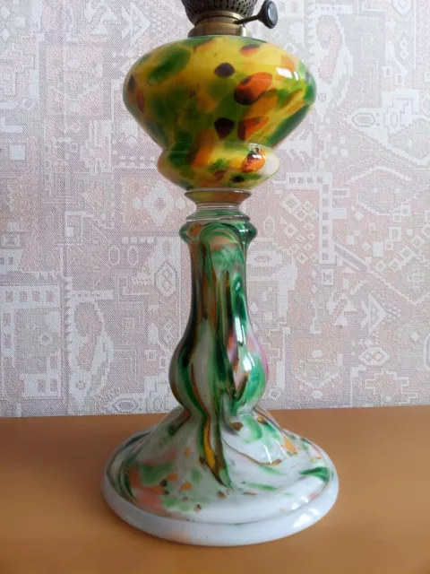 LAMPE A PETROLE - VERRE DE CLICHY - XIX - Oil Lamp