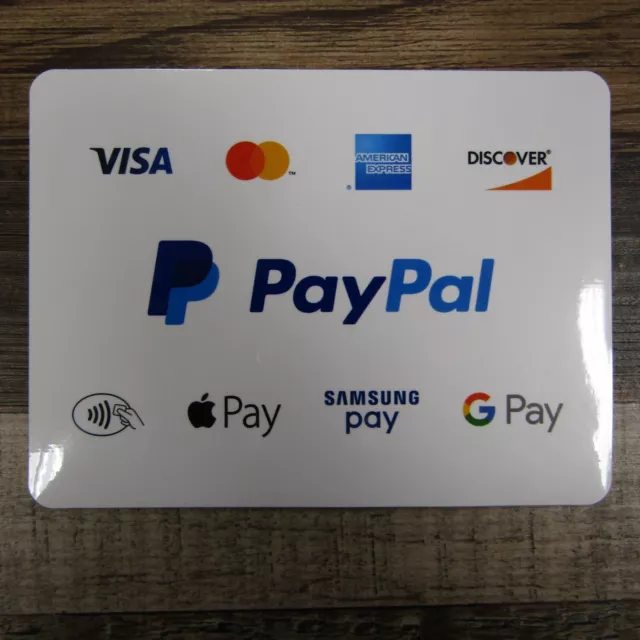 Paypal Window Sticker Door Credit Cards Here Apple Google Samsung Pay Visa 4 x 5