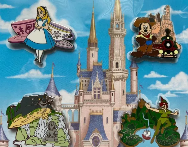 Disney Pins Attractions Alice TeaCups Mickey Bagheera Peter Pan 2020 Booster Set