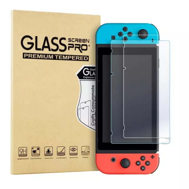 2x Nintendo Switch Screen Protectors 9H  Anti-Scratch Ultra Clear Tempered Glass 2