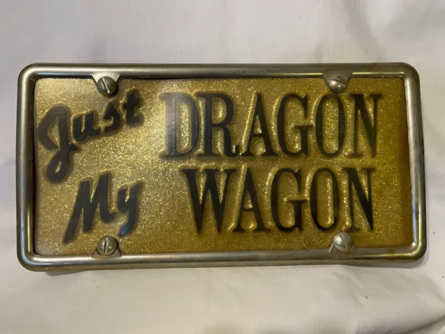 Just My Dragon Wagon Vanity Plate with Frame