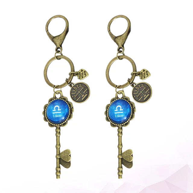 2 Pcs Constellations Keychains Key Rings Key Holder Purse Manual