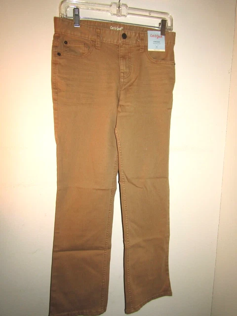NWT, CAT & JACK Boys' Size 14, Tan  Pants Straight Recto Flex,  Adjustable Waist
