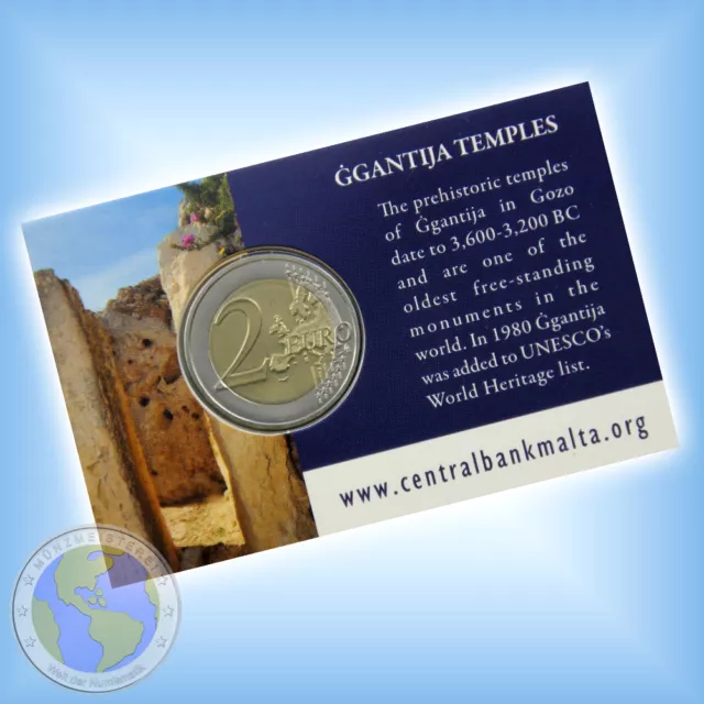 2 Euro Coincard MALTE 2016 « Temple Ggantija » avec français. Signe de pièce - corne d'abondance 2