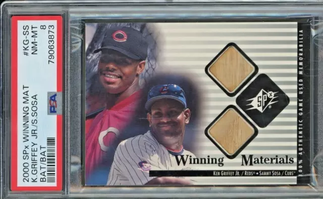 2000 SPx Winning Materials Game Used Bat #KG-SS Ken Griffey Jr HOF Sosa PSA 8