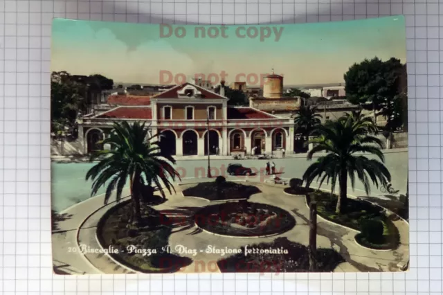 Cartolina Bisceglie Piazza Diaz Stazione Ferroviaria - anni 50/60 - nuova colori