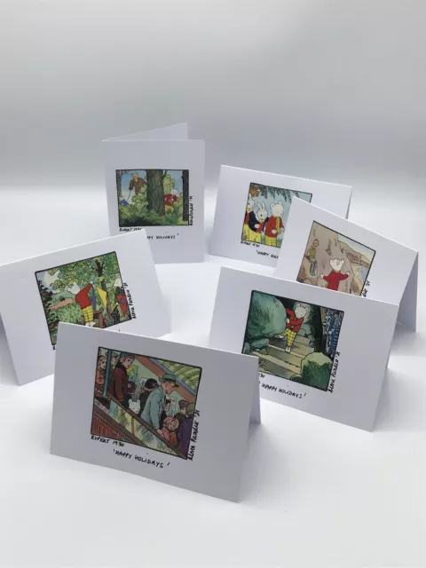 Rupert The Bear Handmade ‘Happy Holidays’ 100% Recycled Cards& Envelopes X 6