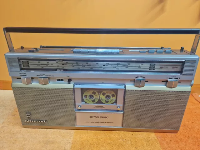 Grundig Rr700 Registratore A Cassette Radio Stereo Boombox Colore Oro, Completamente Restaurato!