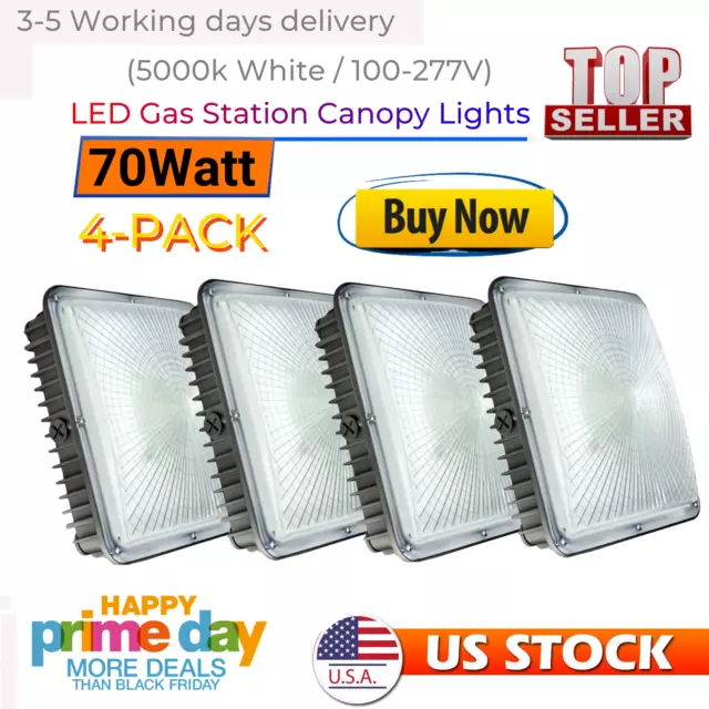 4 Pack 70W LED Canopy Light Industrial Waterproof Explosion-Proof Indoor Balcony
