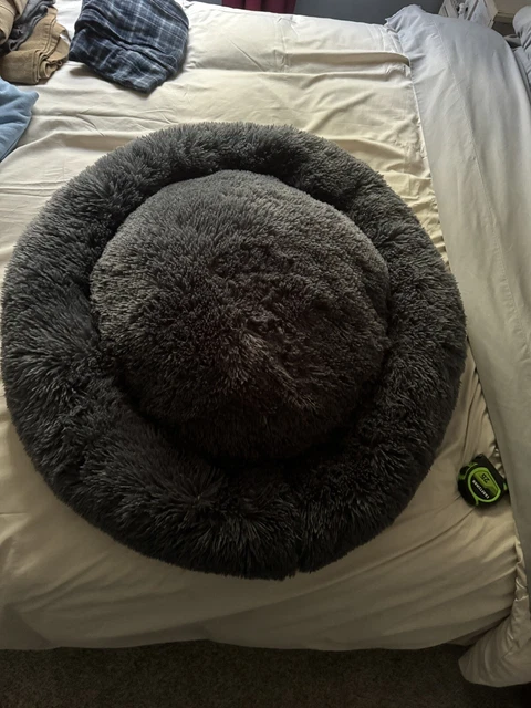 Donut Plush Pet Dog Cat Bed Fluffy Soft Warm Calming Bed Sleeping Kennel Nest
