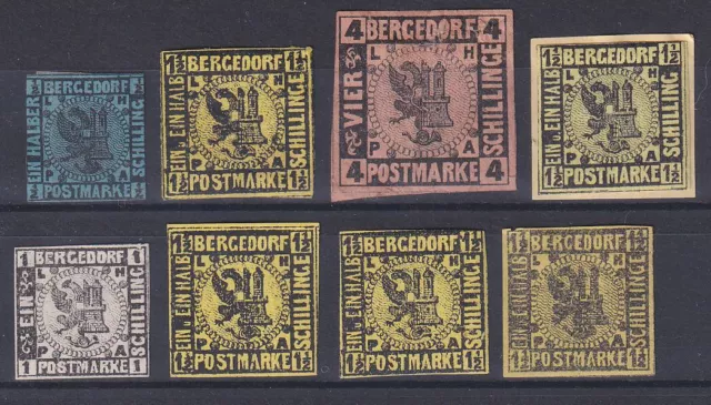 Altdeutschland Bergedorf Lot mit Nachdrucken & Fälschungen, 1861