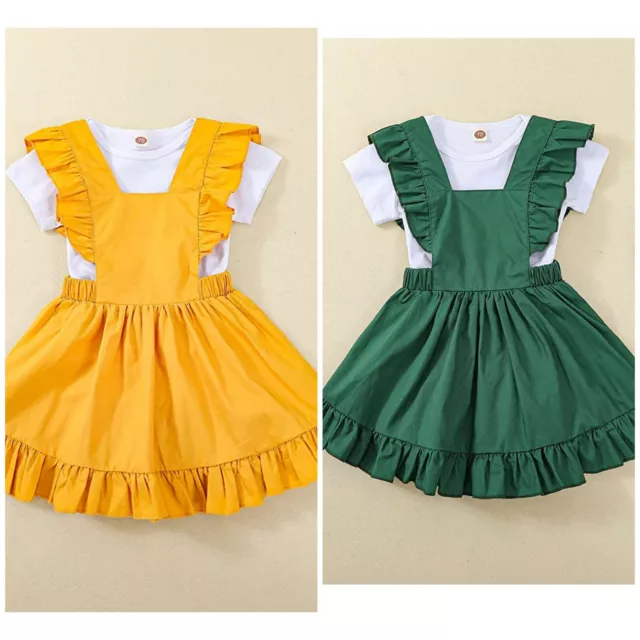 Baby Girls Outfits Baby Girl Suspender Skirt Short Sleeve T-Shirt Clothes Set